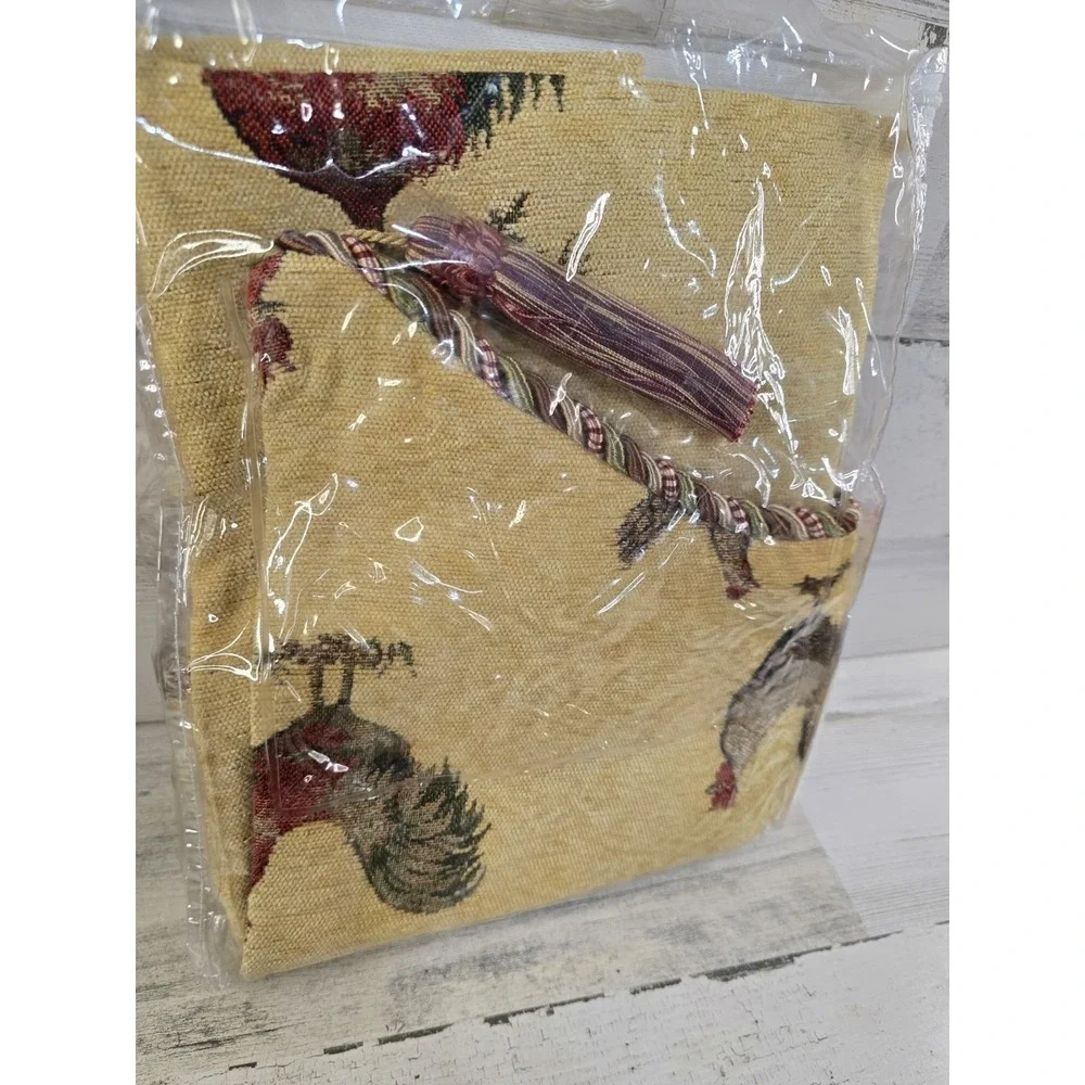 Phinney Home Collection Rooster Tapestry Scalloped Valance 50x20 Multi Color NEW